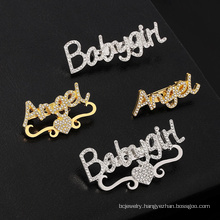 Customized Name brooch Stainless Steel Jewelry womens diamond brooch